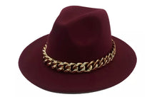 Load image into Gallery viewer, BURGUNDYC7 Unisex Fedora Hats 25.99 w/chain 20.99 without
